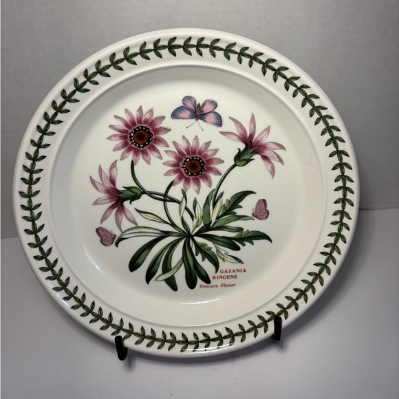 Portmeirion Treasure Flower Botanical Salad Plate Gazania Ringens Pink Green - Picture 1 of 7